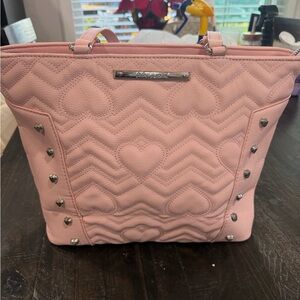 Betsey Johnson Pink Heart Quilted Tote